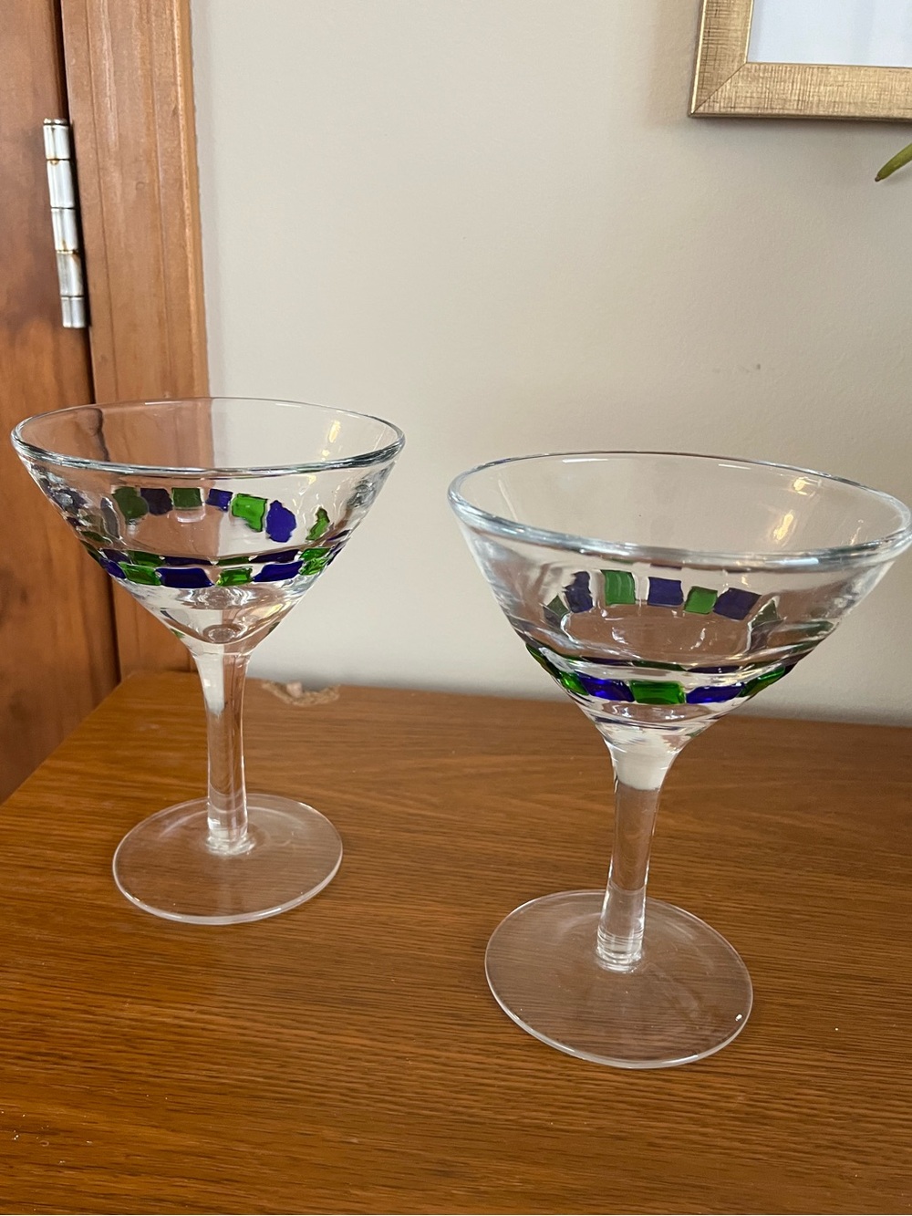Set of 2 Mosaic Tile Margarita Glasses